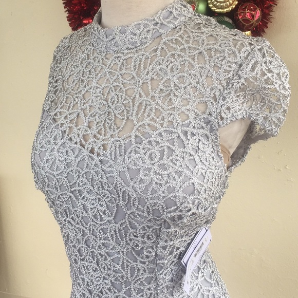 Silver Bodycon Cocktail Dress - Picture 3 of 10